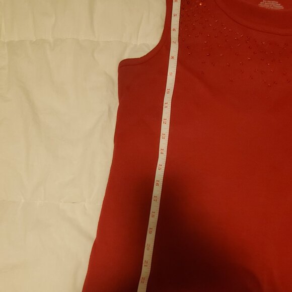 Carroll Reed Red Sleeveless Tank Top Festive Sparkle Size L - Picture 8 of 9